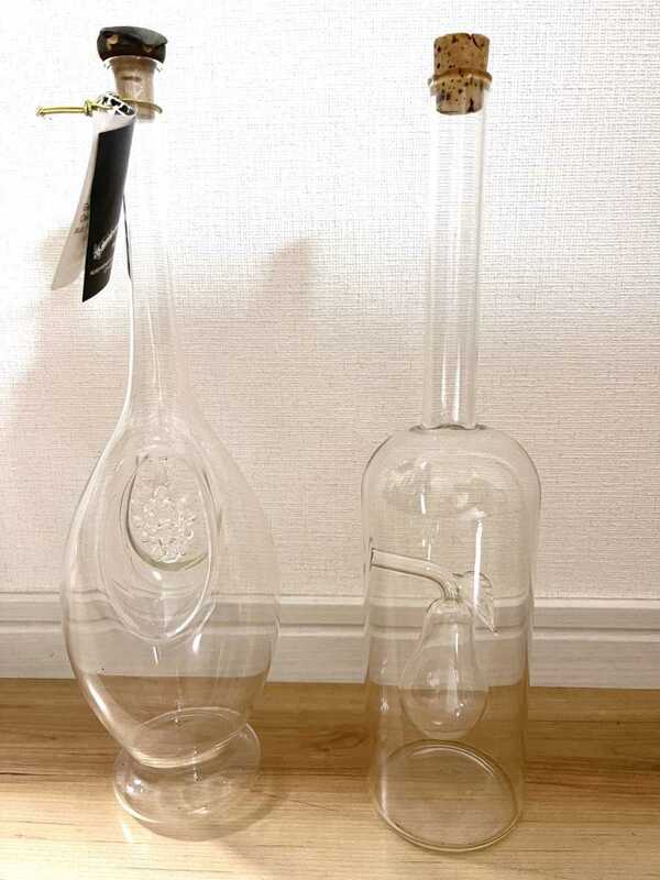 デザインガラス　ビン　おしゃれ　　イタリアで購入　ガラス瓶　飾り　送料1600円　