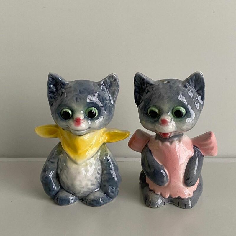 ヴィンテージ ソルトアンドペッパー SPset vintage ドイツ ゲーベル goebel フィギュリン 陶器 ネコ cat 猫 塩胡椒入れ キッチン雑貨 60s