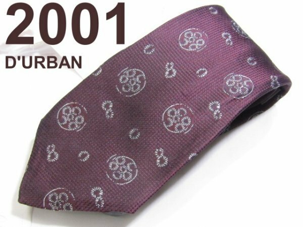 B 058 ダーバン ネクタイ 2001 D'URBAN 赤系 小紋柄 ジャガード