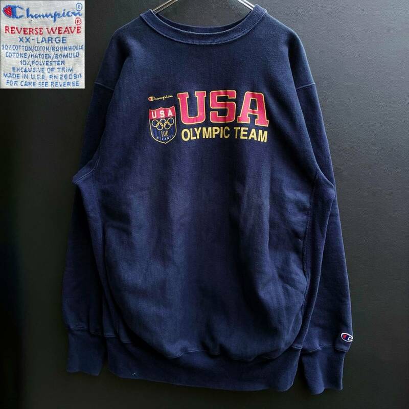 希少 XXL 90's オリンピック アトランタ アメリカ チャンピオン 刺繍タグ USA製 ヴィンテージ リバース ウィーブ スウェット ビッグサイズ