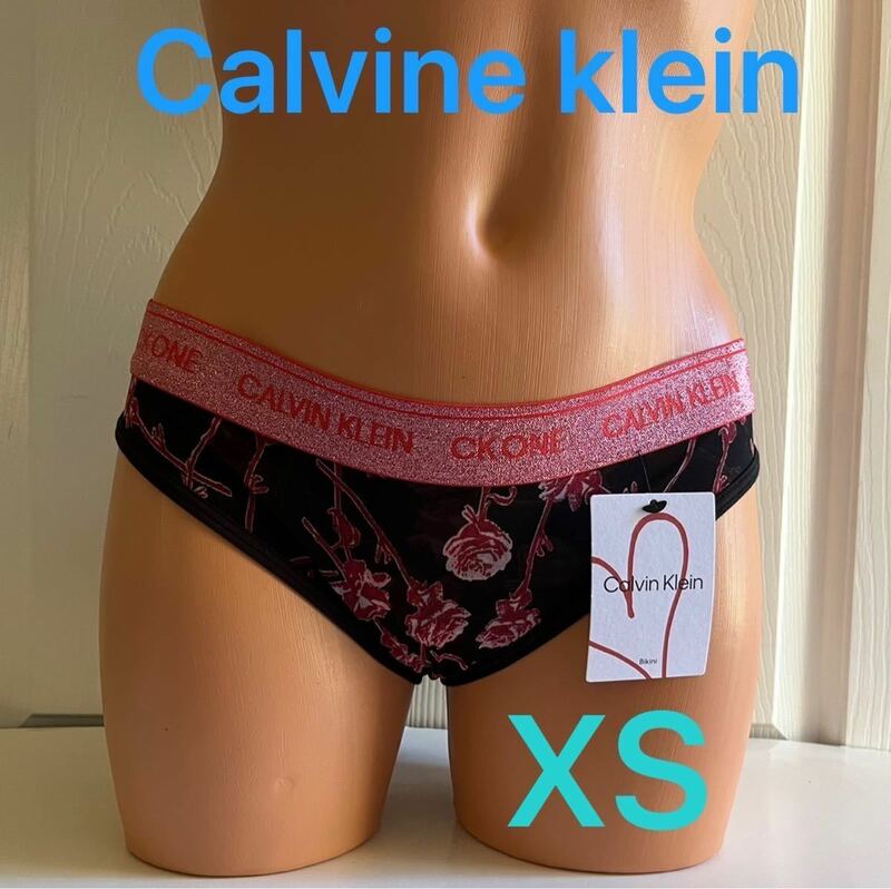 【送料無料】バラ柄 新品★49 Calvin Klein カルバンクライン CK ONE メッシュ素材 ビキニ ショーツ XS（日本サイズXS～S位）正規