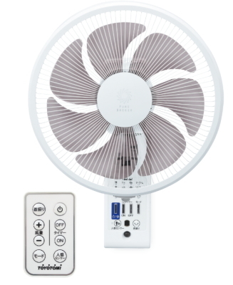 トヨトミ：人感センサー・リモコン付き壁掛け扇風機(ACモーター)(ホワイト)/FW-S30MR-W