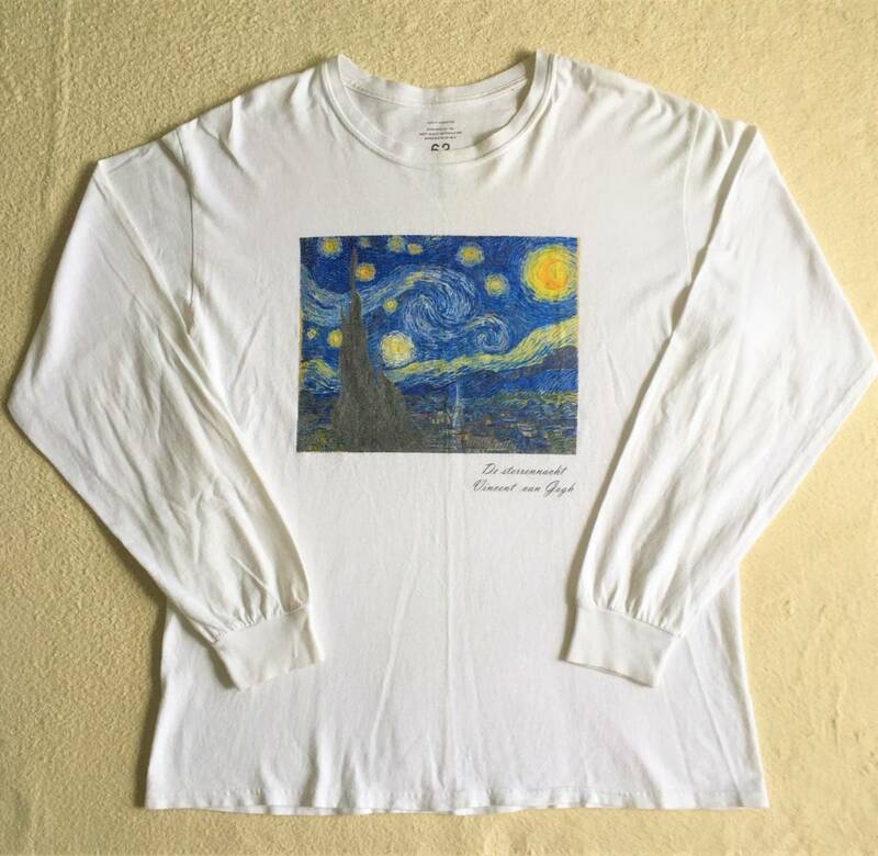 ◆Vincent Van Gogh Starry Night アート Tシャツ ゴッホ ロングスリーヴ ロンT 長袖 検 Bruce Weber ピカソ