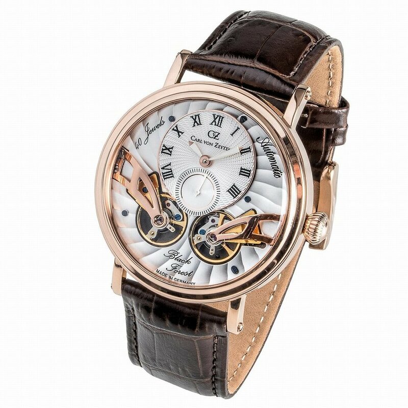 ドイツ製 Carl von Zeyten カール・フォン・ツォイテン 自動巻き（手巻き機能あり） 腕時計　[CvZ0017RWH] 正規品 スケルトン ダブルテンプ