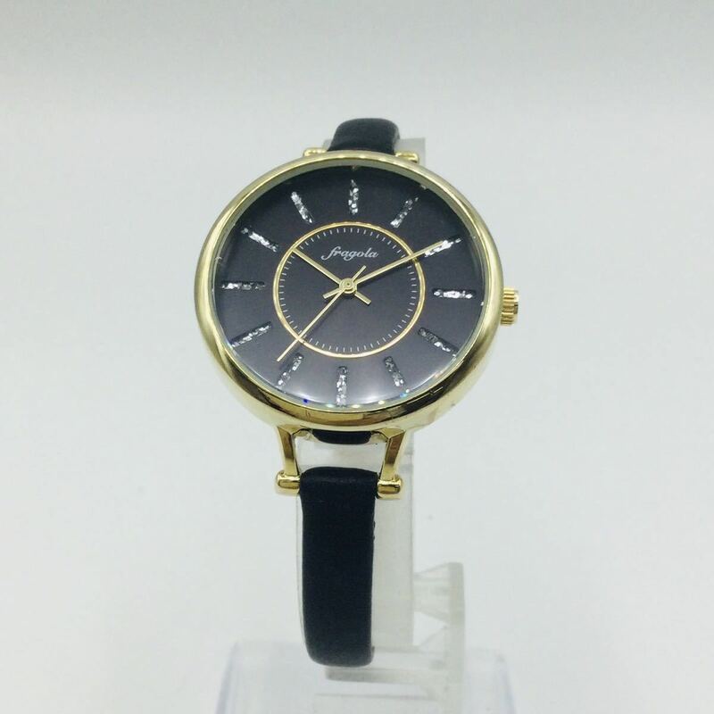 fragola フラゴラ レディース腕時計 腕時計 時計 クオーツ クォーツ 革ベルト ブラック 未稼働品 HT