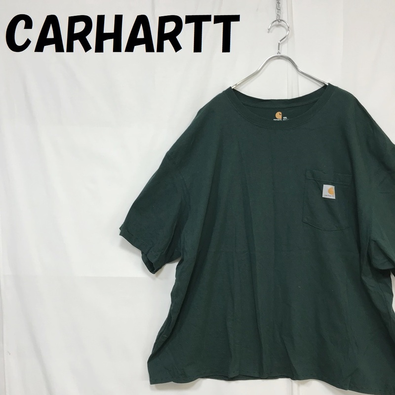 【人気】CARHARTT/カーハート 半袖Tシャツ ロゴマーク コットン100％ グリーン サイズ4XL/S4692