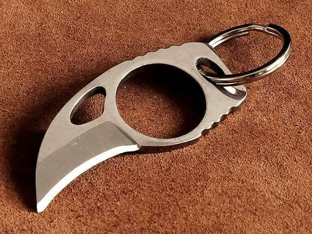 二重リング付き スチール製 ポケットナイフ（シルバー）キーホルダー 鋼 はがね ミリタリービンテージ アウトドア ペーパーナイフ ミニ