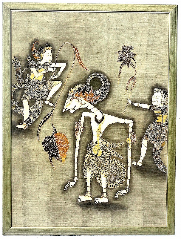 モダンアート　ワヤン　メン　ウォールデコレーション　中古品　手彫り　　影絵　インドネシア　アジアン雑貨　ワヤンの壁飾り