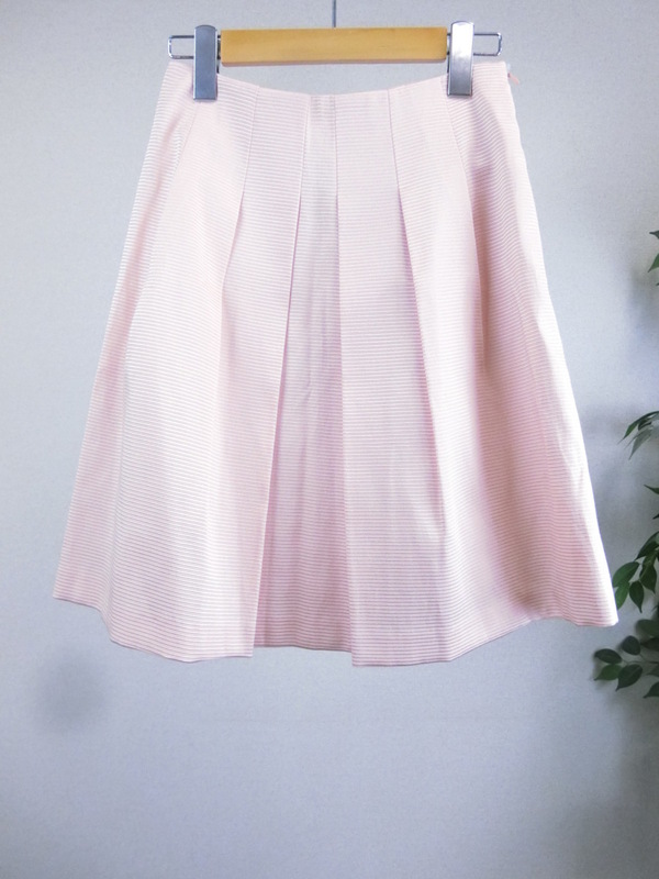美品 ANAYI ストレッチ プリーツ フレア スカート 日本製 36 ピンク レディース PA2006-199