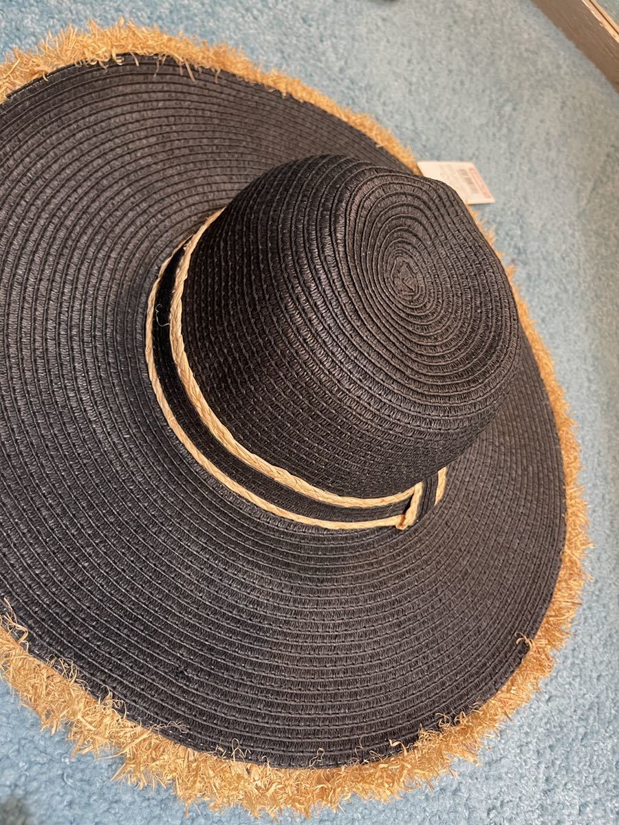 アウトレット品　ペーパーハット　紫外線対策 黒　日除け　折りたたみ