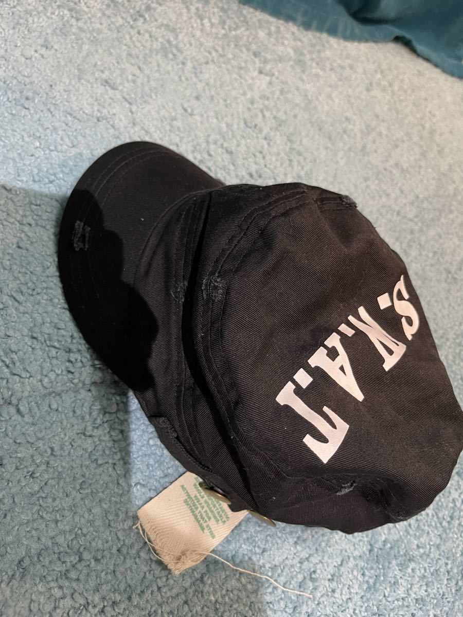 子供用キャスケット　黒　ダメージ加工　53〜56センチ　アウトレット　ワークキャップ