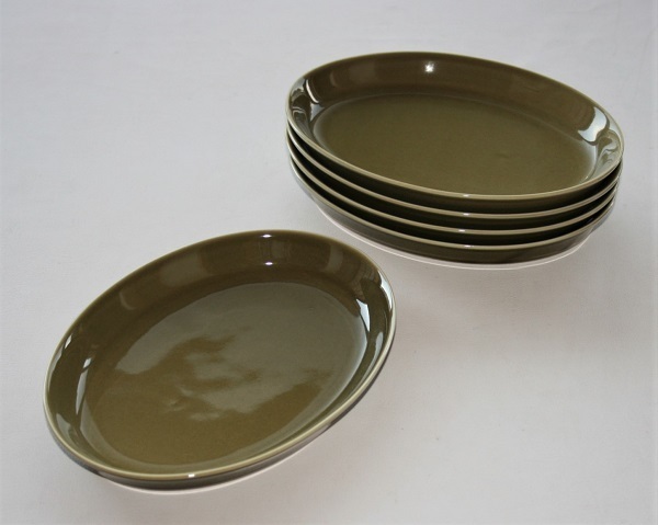 利休茶　手ごろな大きさオーバルトレイ　２０ｃｍ楕円皿　５枚セット