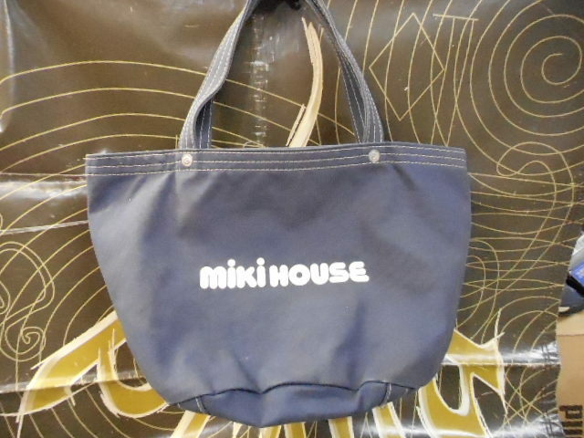 MIKI HOUSE ミキハウス 紺 大きめ キャンバス 厚手系トートバッグ マザー