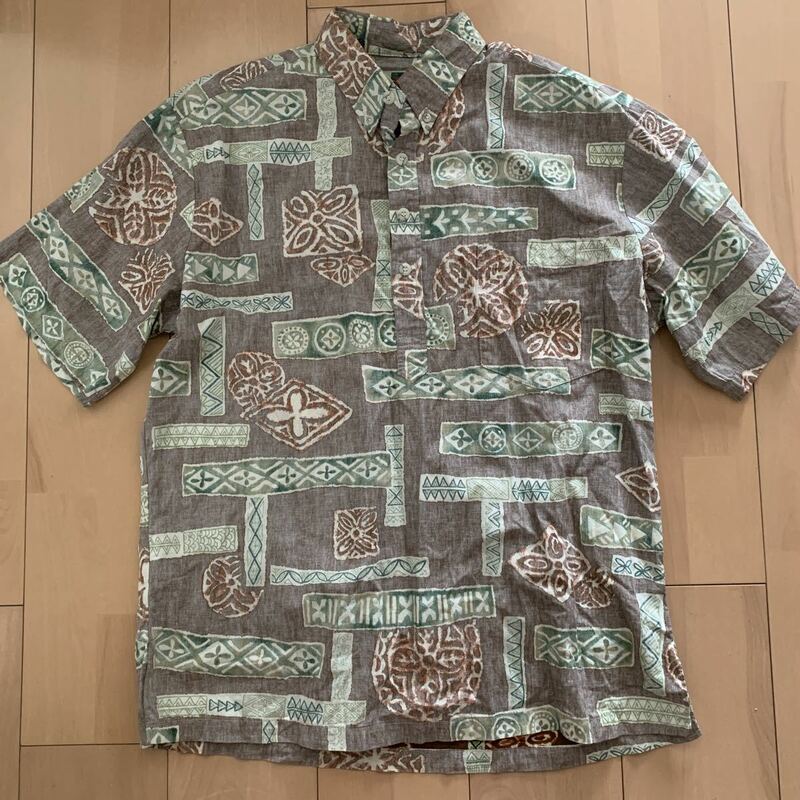 【TORI RICHARD】トリリチャード USA製 総柄 プルオーバー シャツ 半袖シャツ M reyn spooner アロハシャツ コットン 裏地 HAWAII