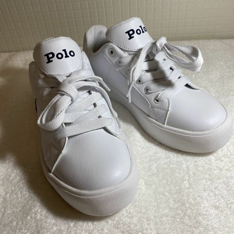 ★POLO RALPH LAUREN LTT PLATFORM《品番RF103186》ローカットスニーカー【ホワイト／ネイビー】23.5cm D★