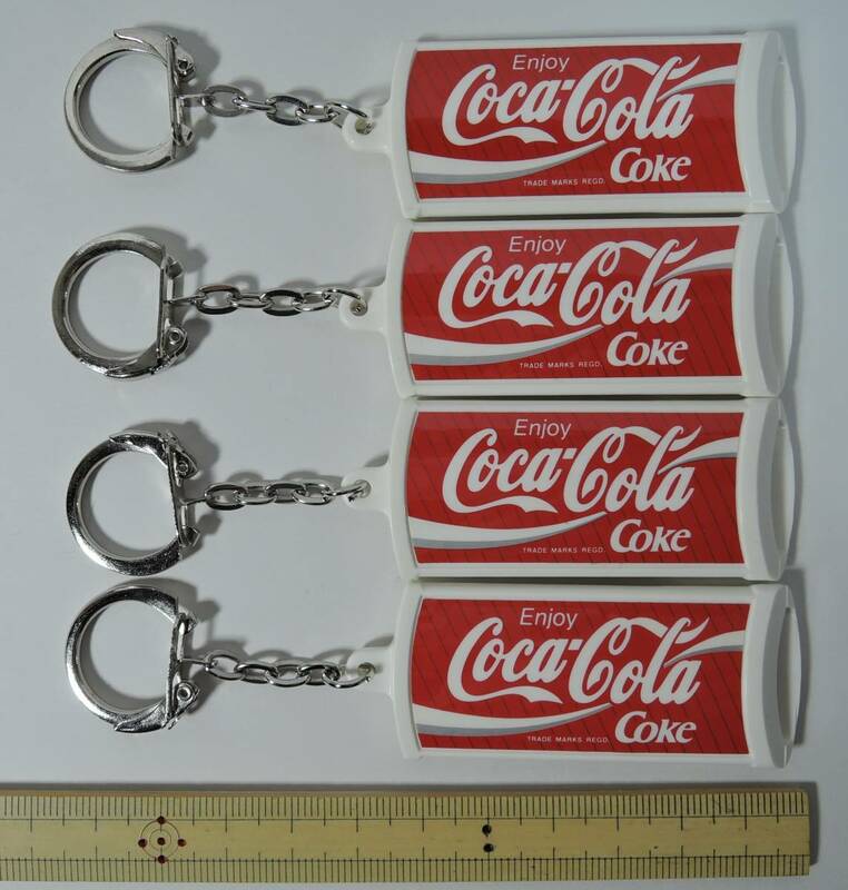即決！01J■コカ・コーラ　缶オープナー付きキーホルダー　4個■未使用　プルトップ/プルタブ