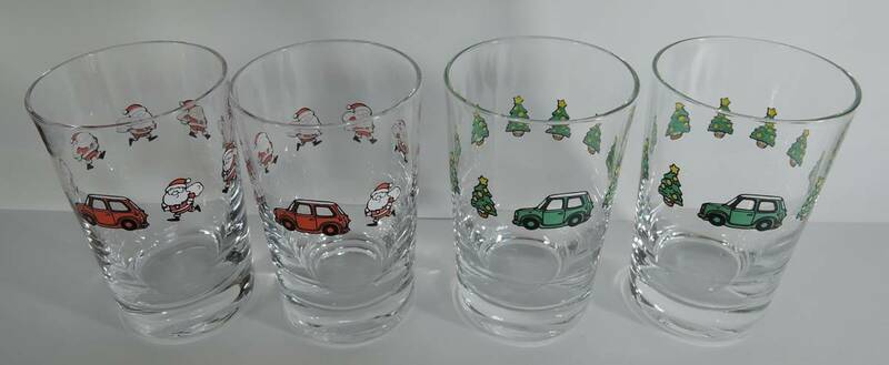 ☆J04■MINI　ミニ　クリスマス　グラス/ガラスコップ　４個■未使用