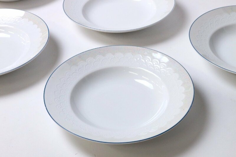 東洋陶器 小倉製 波模様 オパールホワイト パスタ皿 五客 / TOYOTOKI KOKURA JAPAN スープ皿 プレート