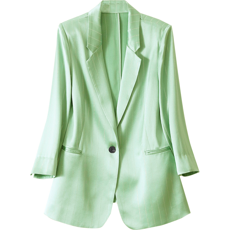 ジャケット 七分袖 薄手 レディース カジュアル ビジネス スーツ オフィス フォーマル きれいめ 大人 テレワーク 通勤 Lサイズ グリーン