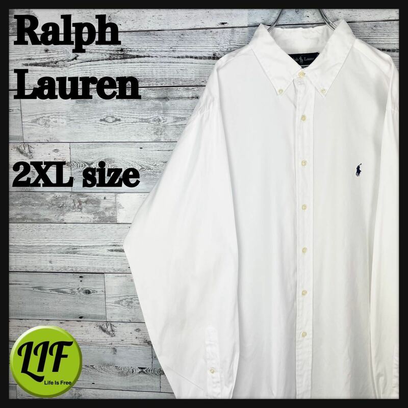 【希少】ラルフローレン 刺繍 90s 長袖 BDシャツ ホワイト 美品