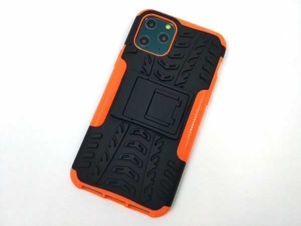 iPhone 11 Pro用 スタンド カバー 耐衝撃ケース オレンジ 送料無料
