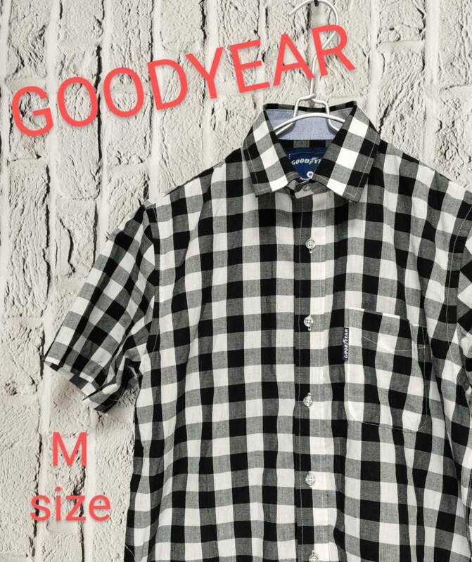 ★送料無料★ GOODYEAR グッドイヤー シャツ ブロックチェックシャツ 柄シャツ モノトーンカラー Medium