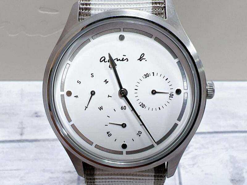 アニエスベー agnes b. ボン・ヴォヤージュ サマー限定モデル 腕時計 アナログ クォーツ 替えベルト VD75-KXF0 稼働品 【4309