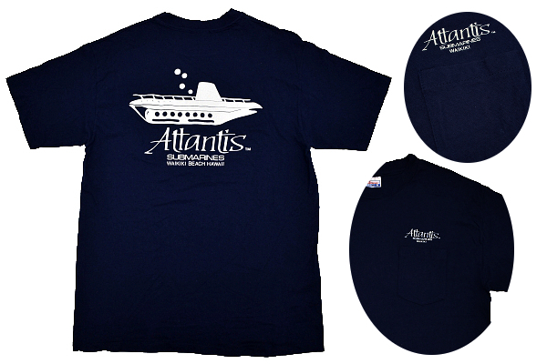 Y-4807★送料無料★美品★Attantis SUBMARINES WAIKIKI HAWAII USA アトランティス サブマリン 潜水艦 ワイキキ★Hanes 半袖 T-シャツ Ｌ