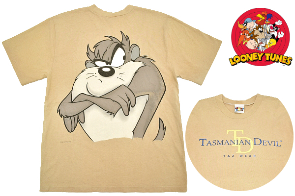Y-4879★送料無料★美品★LOONEY TUNES ルーニー・テューンズ タズマニアン・デビル★90s オーストラリア製 ヴィンテージ 半袖 T-シャツ Ｌ