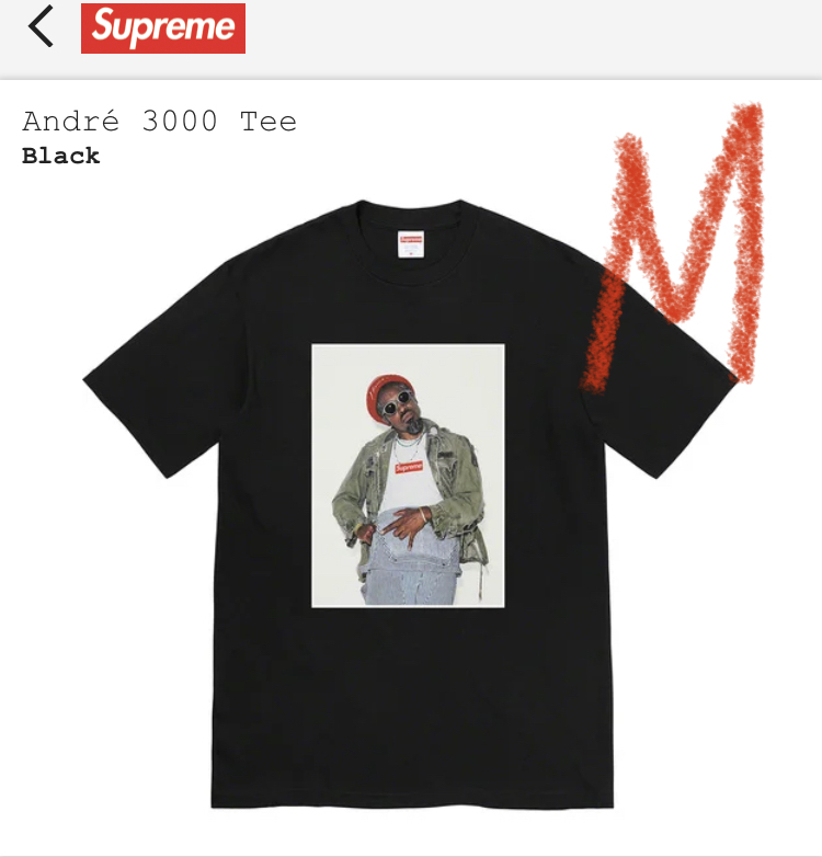 【新品正規】黒 M / 22aw supreme Andr 3000 Tee BLACK / Andre 3000 Tee Tシャツ　フォトT シュプリーム アンドレ