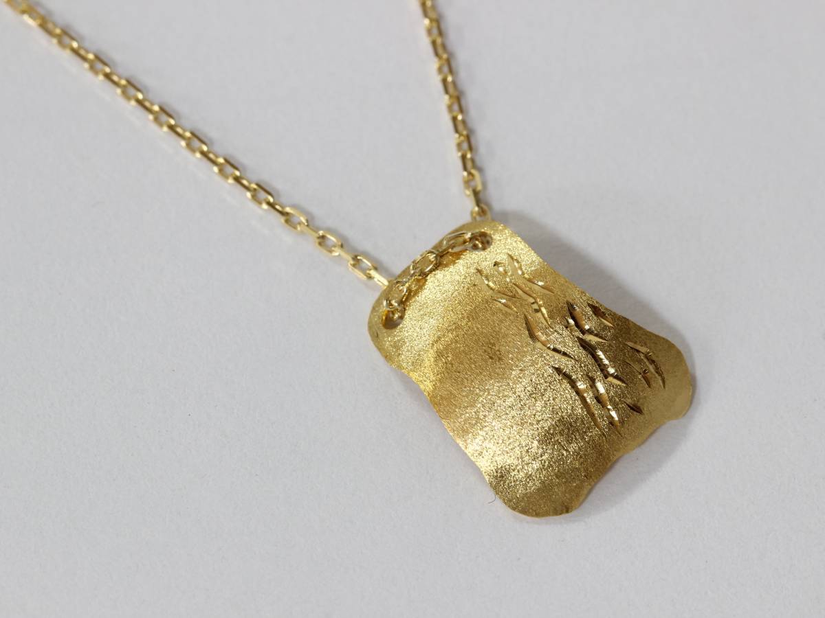 ★☆★☆★ K18 手造りプレート ペンネック（新品/送料無料）★☆★☆★