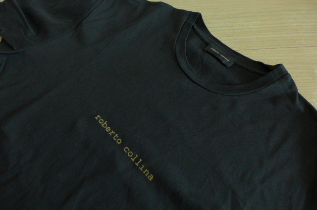 新品 送料無料 即決 イタリア製 ロベルトコリーナ ロゴプリント 半袖クルーネック コットン カットソー Tシャツ サイズ48