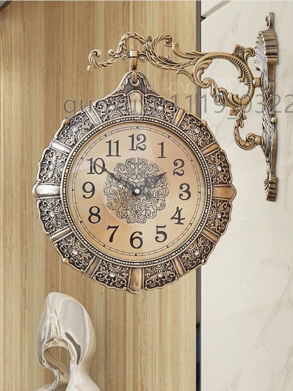  特売！高級感溢れる★ヨーロッパの両面時計　復古　デコレーション 簡約　豪華　時計 「室内芸術」