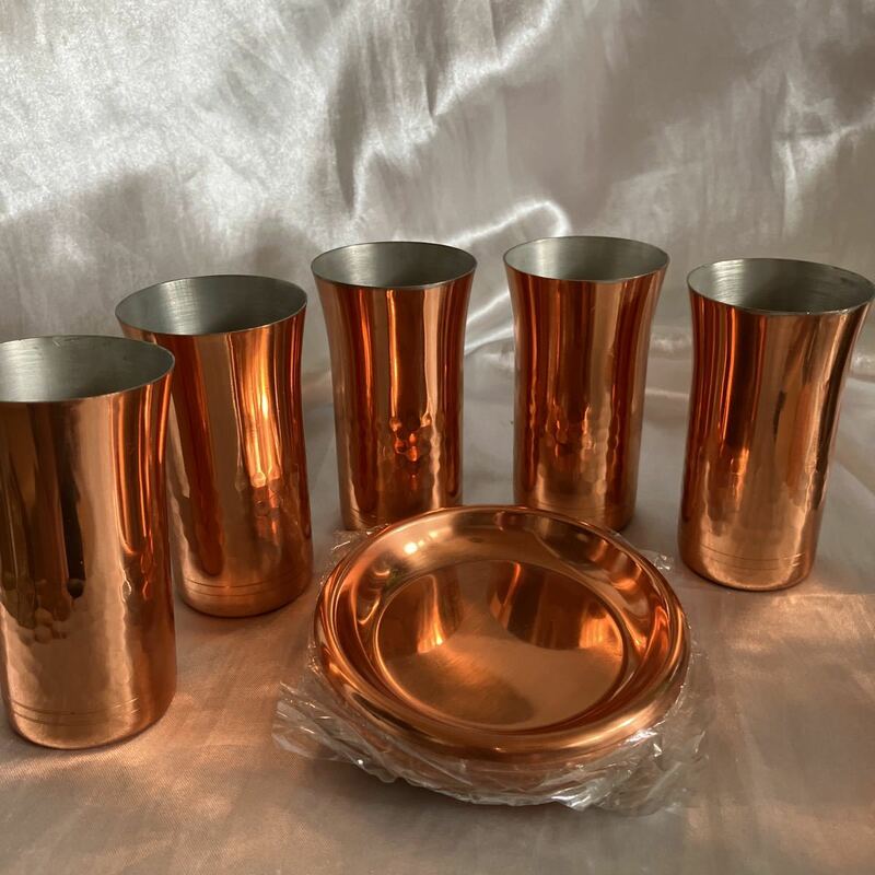 純銅製マグカップとコースター
