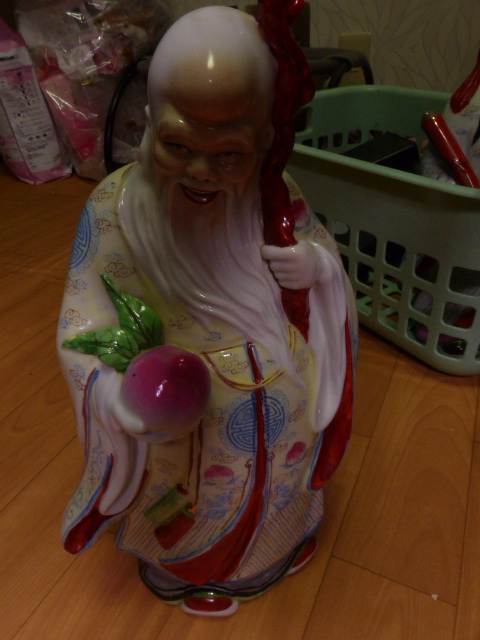粉彩寿神仙 刻印あり 高さ30㎝