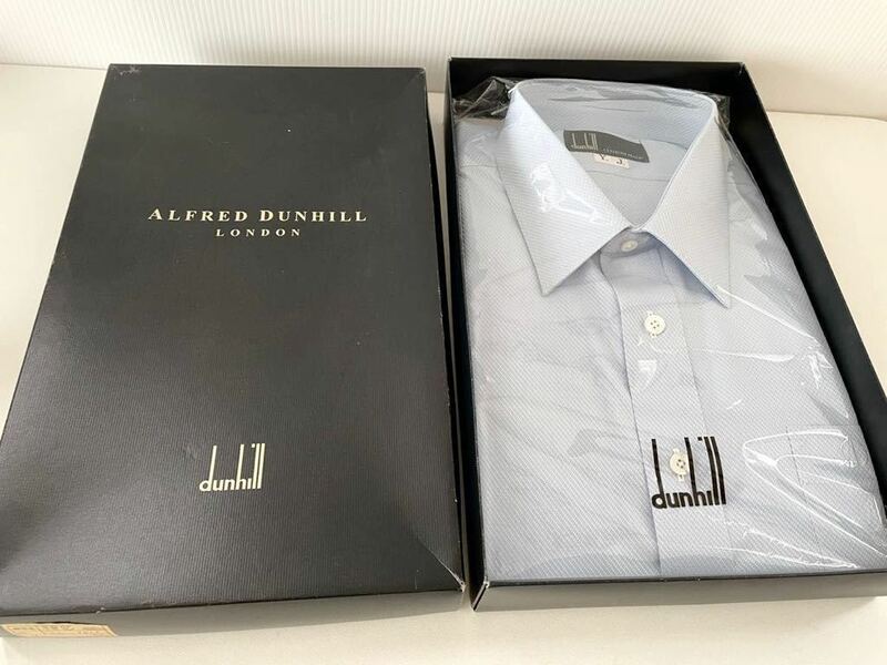 箱付き 未使用 ダンヒル ワイシャツ 棉100％ 薄 青ダンヒル dunhill/ALFREDDUNHILL London