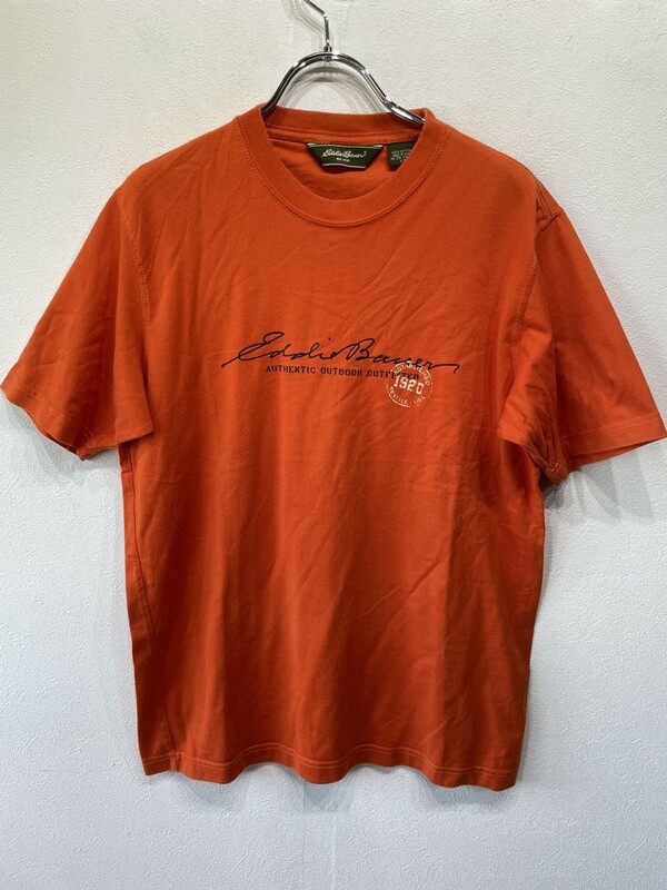【人気】Eddie Bauer/エディバウアー　Tシャツ　メンズXS　アメリカ古着　橙/オレンジ　アウトドア　　　K2114
