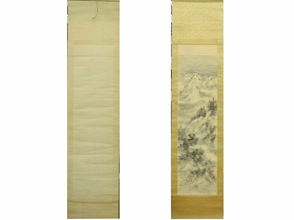 福与悦夫 日本画 信州風景 南画 悦夫 掛け軸 掛軸 紙に墨彩色　Japanese hanging scroll 信州の日本画家 物故 飯田市