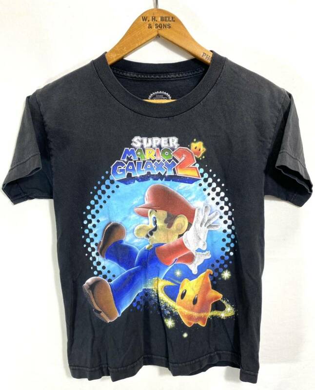 ■ 子供用 00s Nintendo 任天堂 スーパー マリオギャラクシー イラスト 半袖 Tシャツ 古着 サイズS ブラック ゲーム SUPER MARIO GALAXY2■