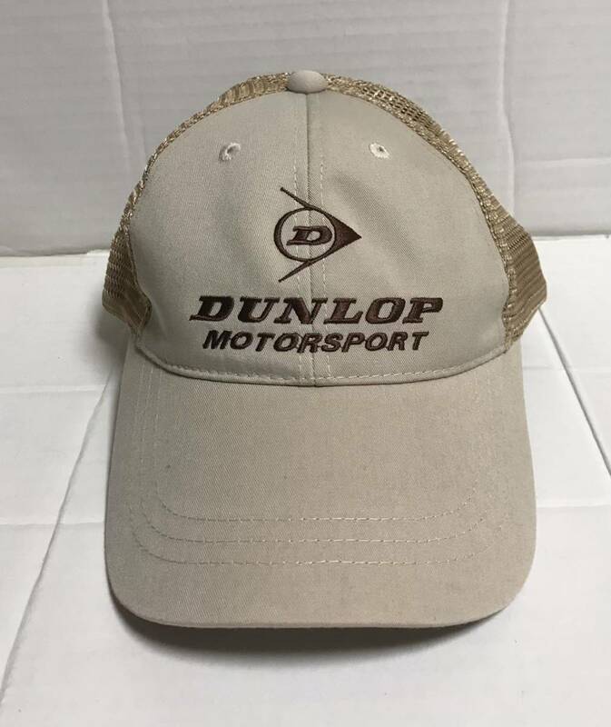 DUNLOP MOTORSPORT ダンロップ モータースポーツ メッシュ キャップ 帽子 ベージュ 刺繍