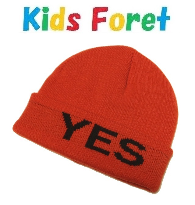 ★新品・格安★ キッズ Kids Foret アクリル　ロゴ ニット帽 （48-50cm）オレンジ