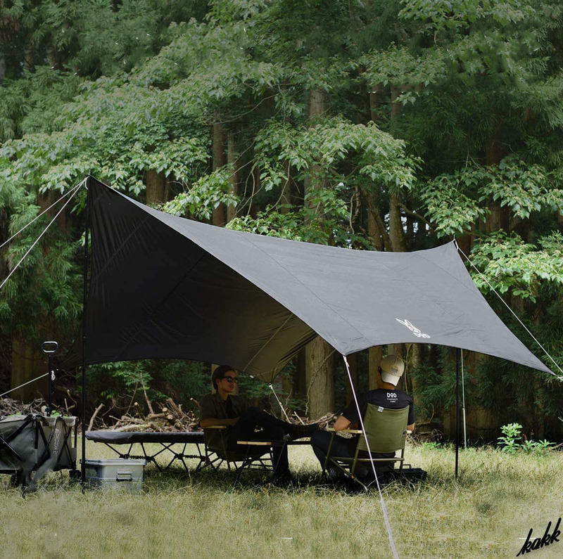 【遮光率の高いタープ】 ヘキサタープ 一式セット 収納バック キャンプ コンパクト UV対策 BBQ アウトドア 釣り キャンプ 旅行 ブラック