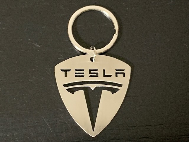 TESLA テスラ エンブレム ステンレス キーリング キーホルダー