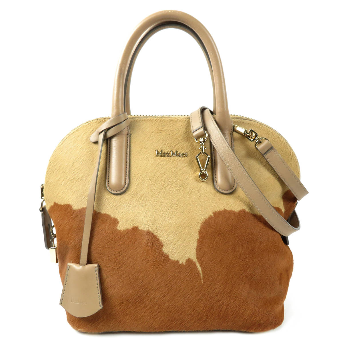 MaxMara マックスマーラ ali アリ 2way ハラコ ハンドバッグ バイカラー ショルダーバッグ 斜め掛け ベージュ ブラウン