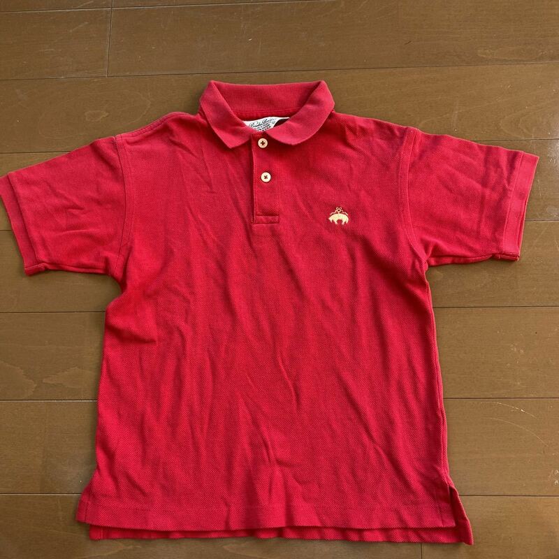 90's ブルックスブラザーズ　USA製　金刺繍　ヴィンテージ ポロシャツ red 子供 キッズ Sサイズ　古着 POLO 半袖 120-130 made in usa