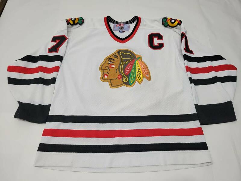 良好 CANADA製 CCM CHICAGO BLACKHAWKS #71 FISCHER ユニフォーム L カナダ製 ホッケーシャツ NHL アイスホッケー ブラックホークス