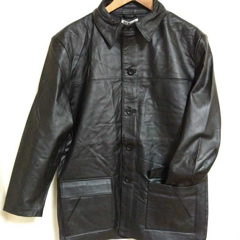 革 ソフトピッグスキン コート ブラック Mサイズ 着丈８０cm