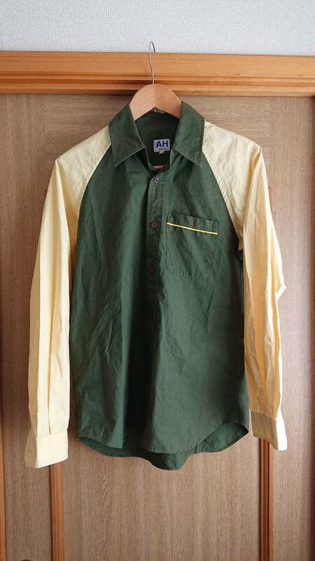 ※AH ABAHOUSEアバハウス旧タグバイカラー長袖シャツ2日本製正規品ダメージ有古着※
