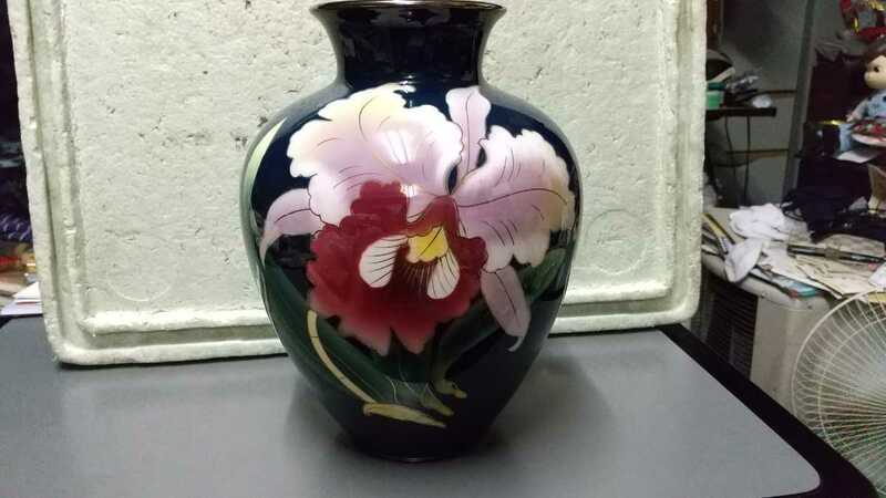 花器 七宝焼 花柄 中国花瓶