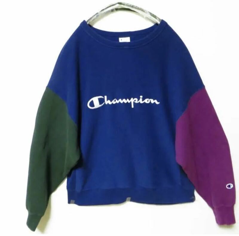 【アパレル】90s 復刻 Champion チャンピオン REVERSE WEAVE リバースウィーブ クルーネックスウェット トレーナー クレイジー切り替え